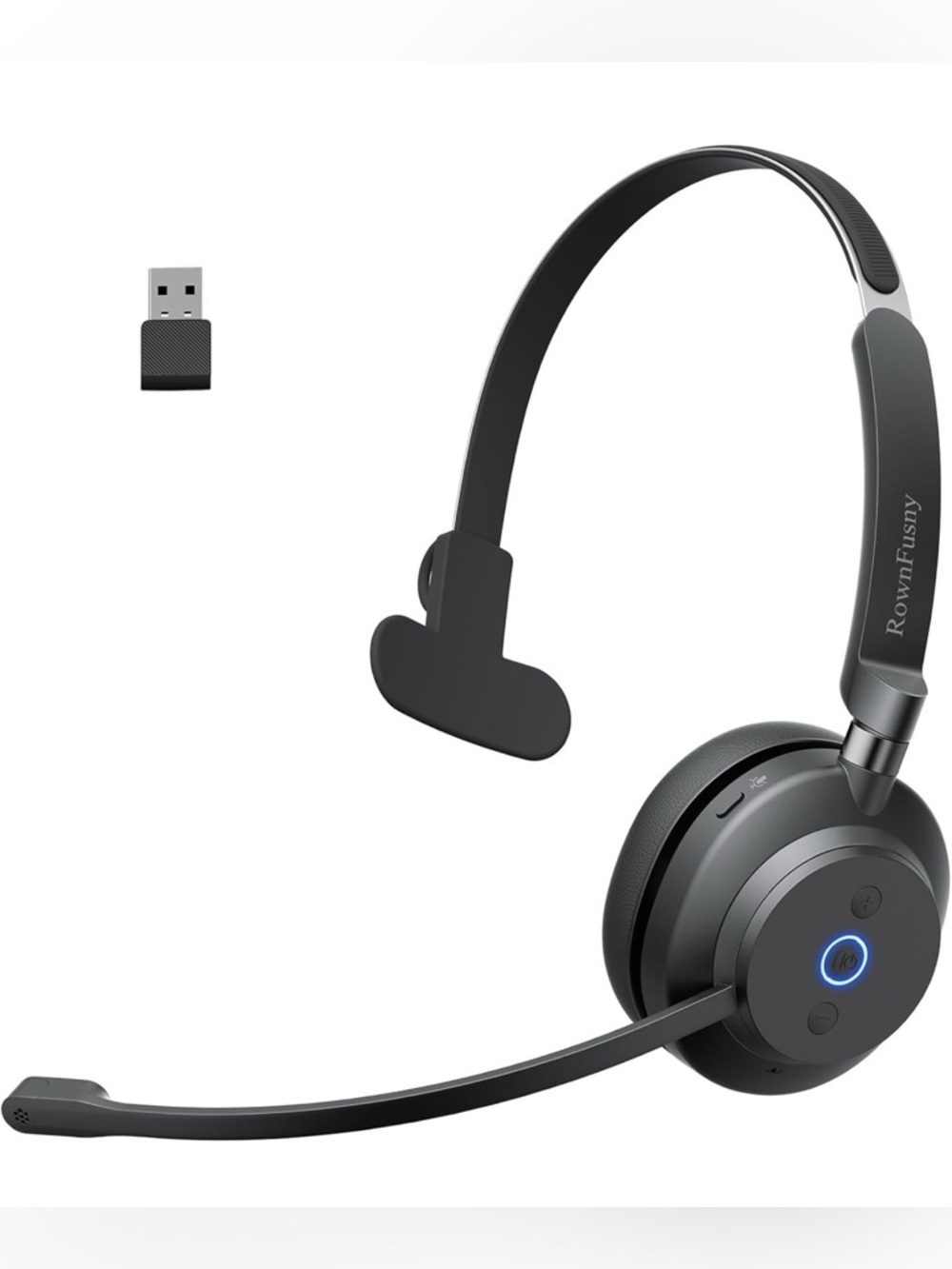 Black USB Wireless Headset with Boom Microphone